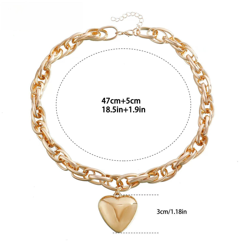 Con Calados Statement O Anillo Heart Pendant Collar Statement