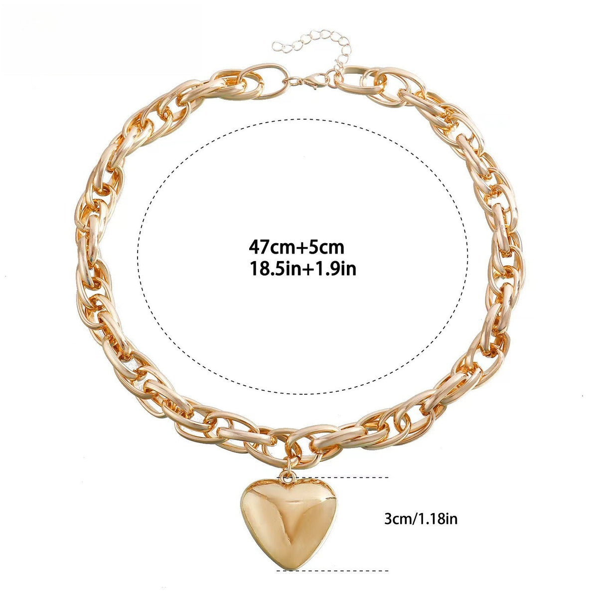Con Calados Statement O Anillo Heart Pendant Collar Statement