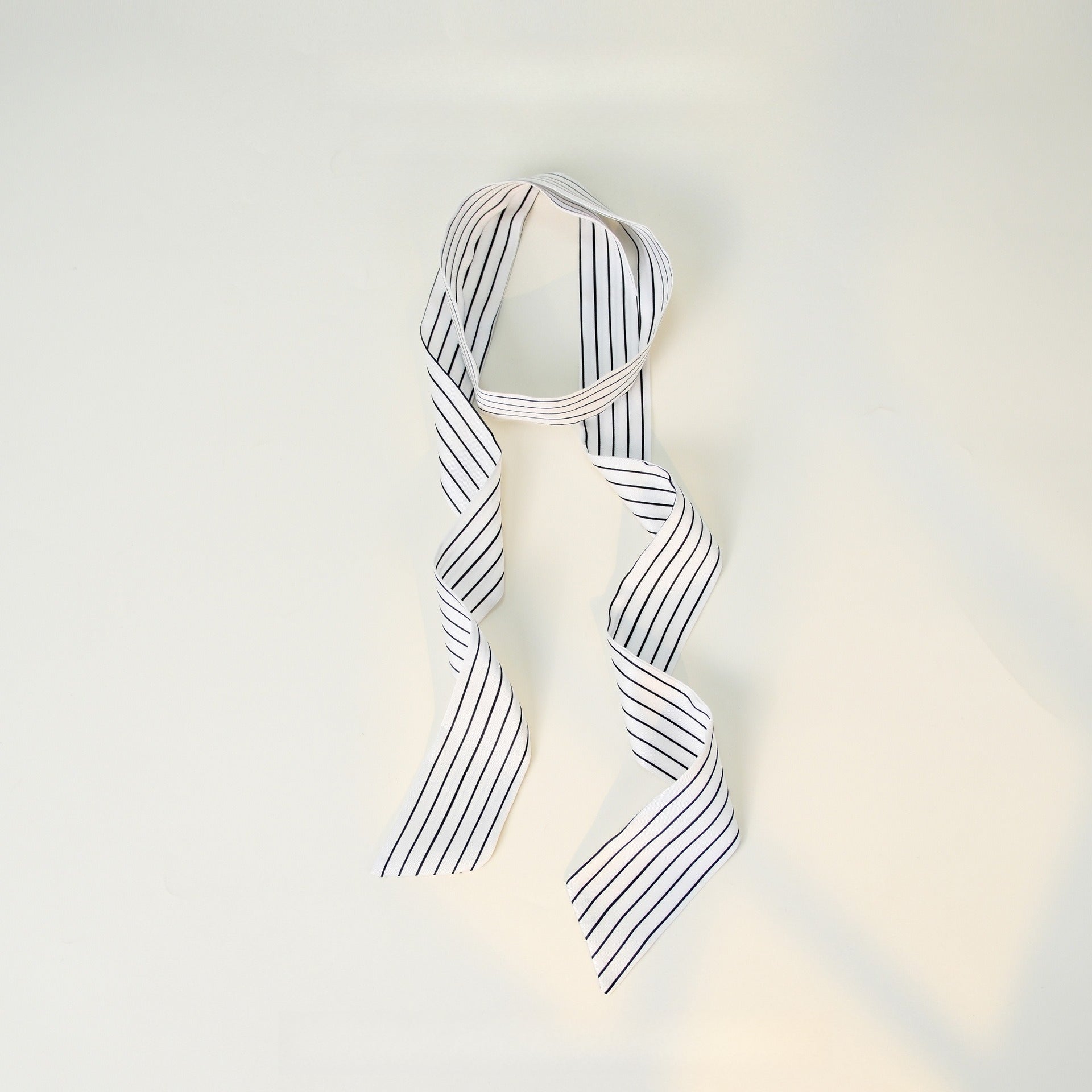 Elegant Striped Long Skinny Neck Ribbon Scarf