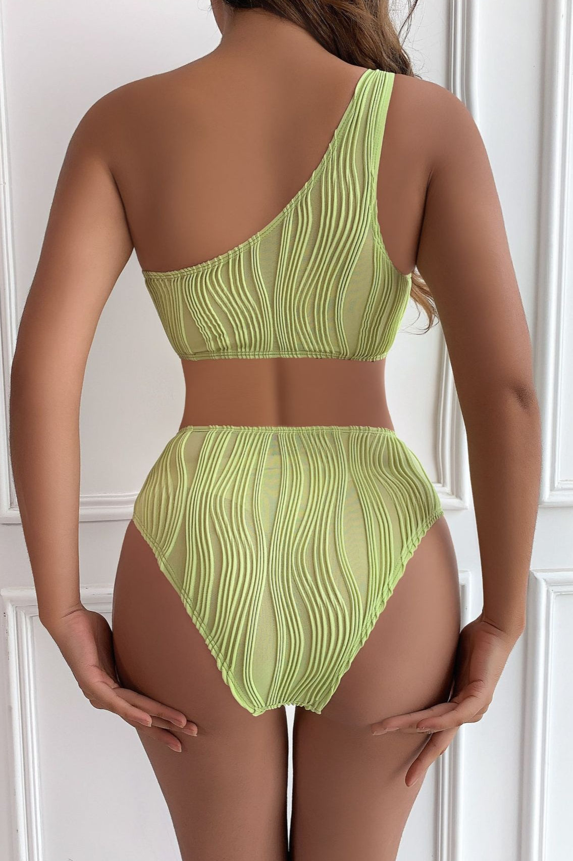 Textured Patchwork Cutout One Piece Swimwear