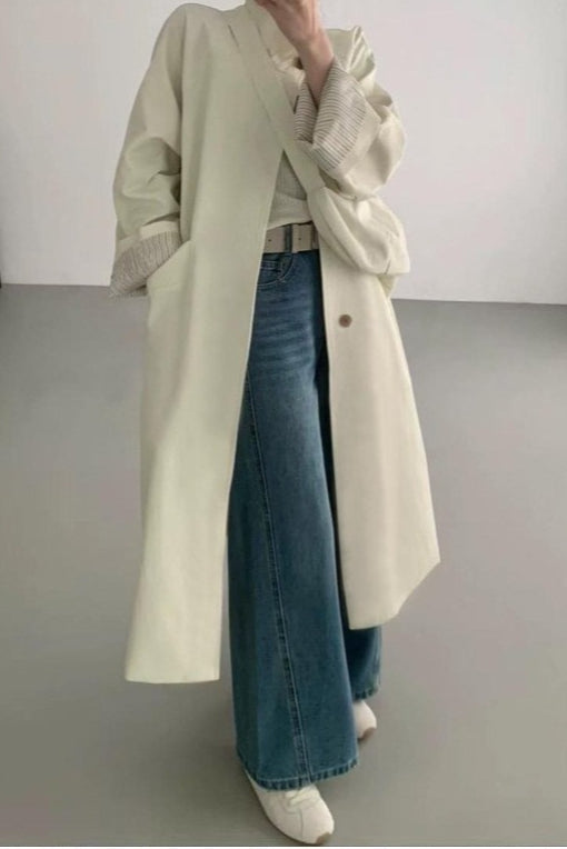 Relaxed Midi Blend Panel Design Overcoat