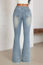 Studded Belt Low Rise Flare Jeans