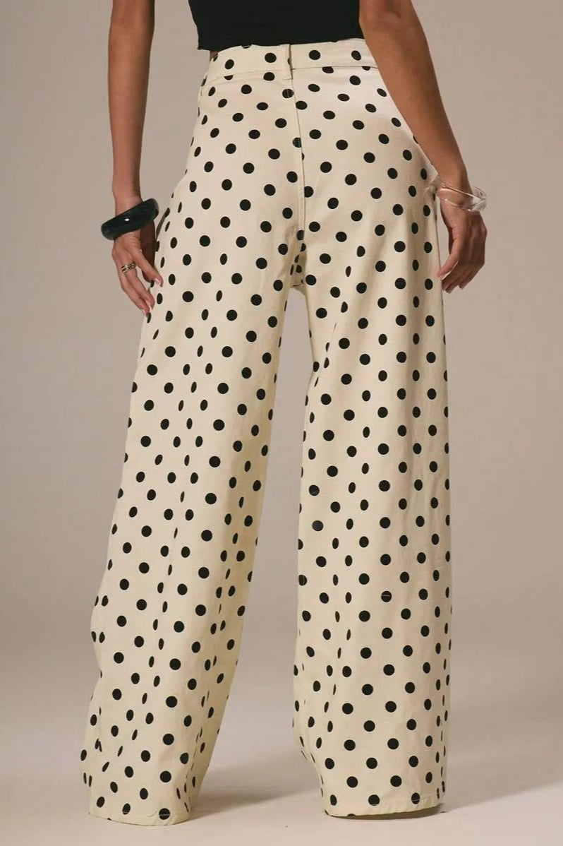 Polka Dot Loose Mid Rise Jeans