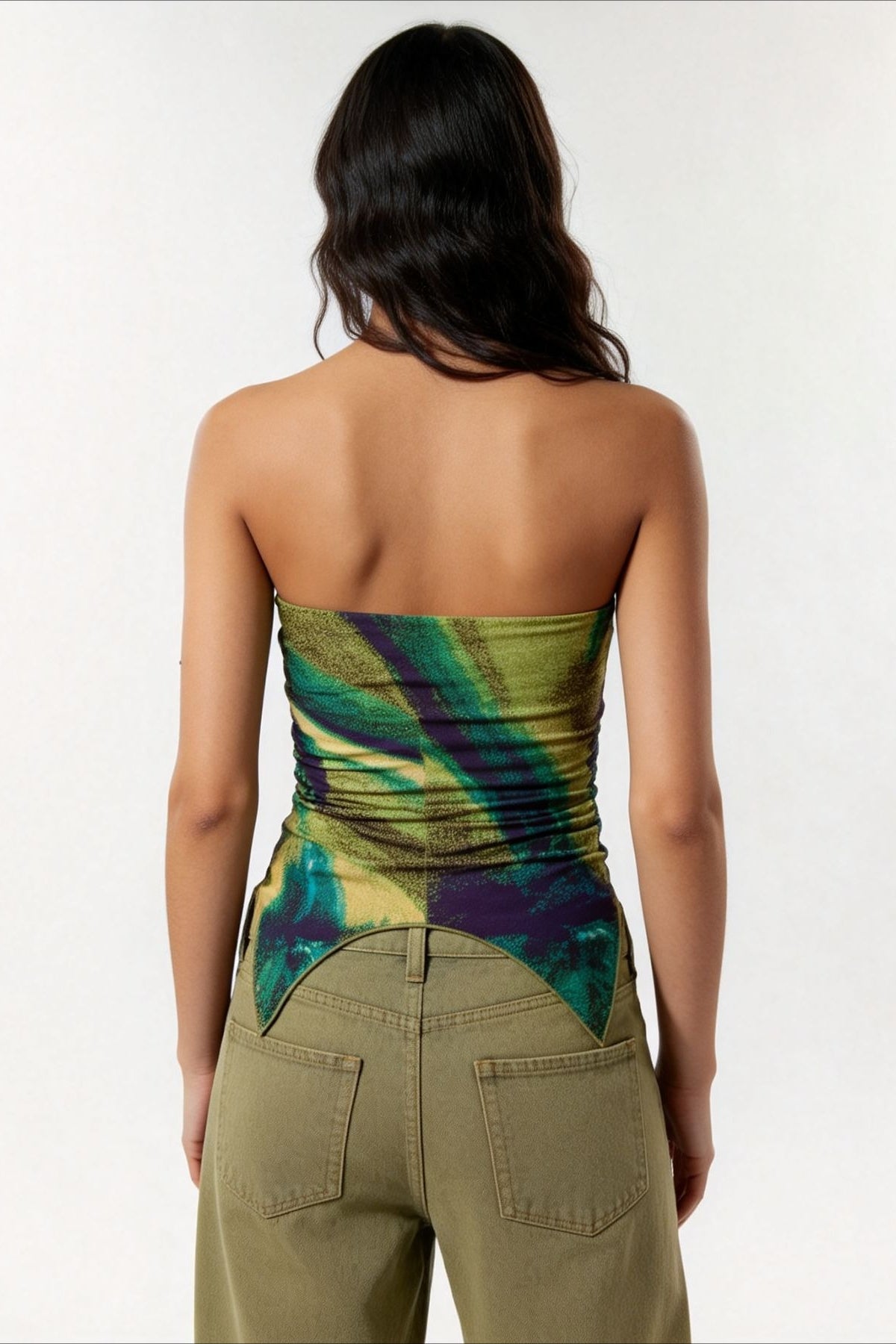 Tie Dye Strapless Asymmetric Tube Top