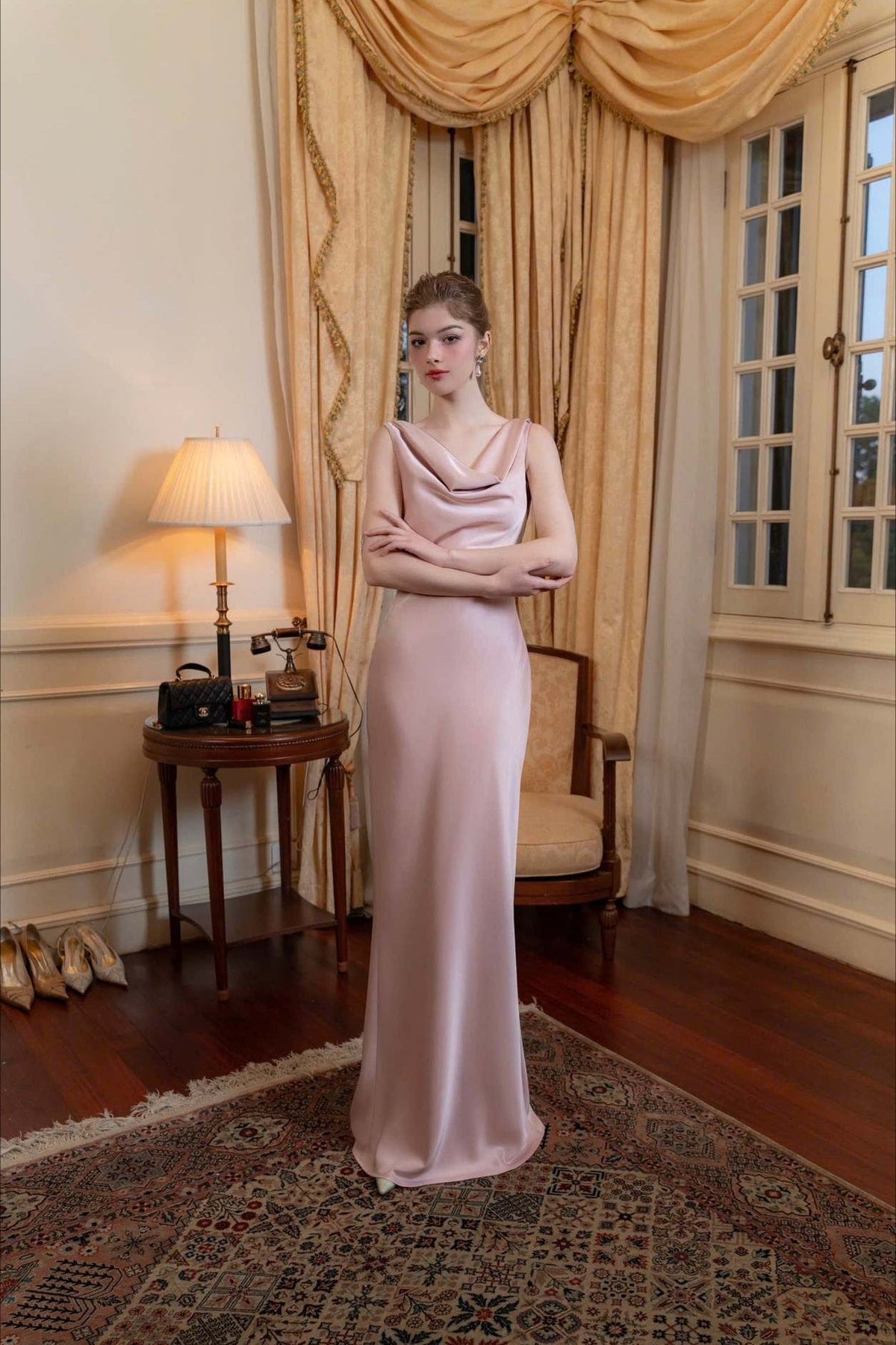 Liso Satén de Noche Vestido Maxi