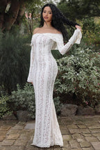 Long Sleeve Lace Strapless Boho Dress