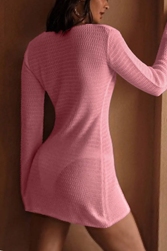 Long Sleeve Hollow Out Swim Beach Dress Cover Up
