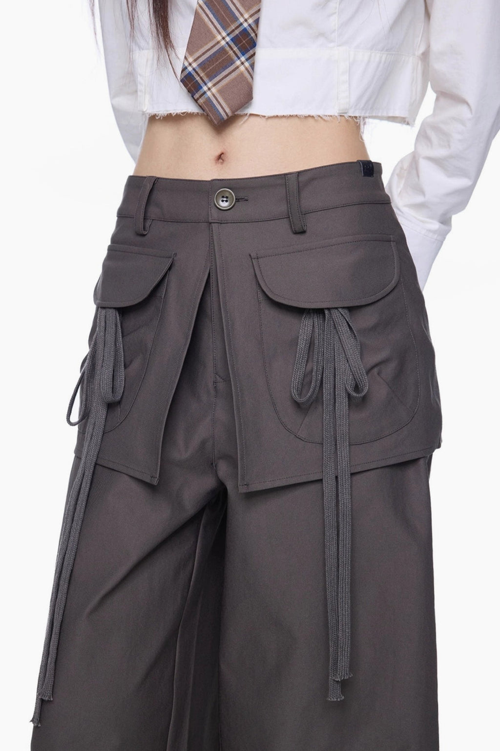 Layered Pocket Wide Leg Cargo Pants