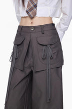 Layered Pocket Wide Leg Cargo Pants