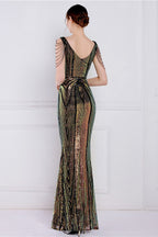 Con Abalorios Floral Lentejuelas Sirena Vestido de Fiesta