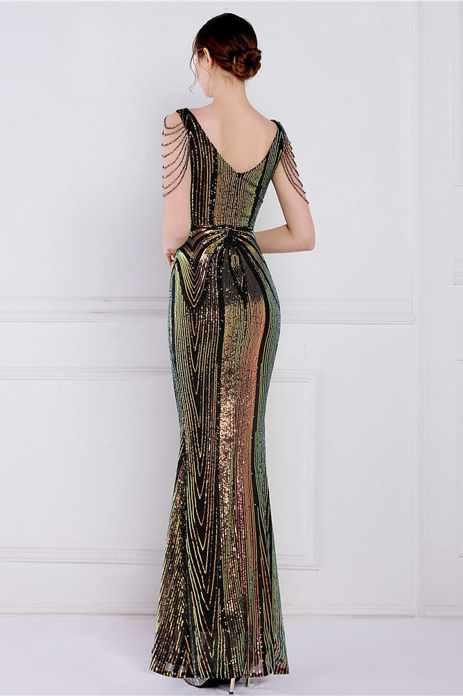 Con Abalorios Floral Lentejuelas Sirena Vestido de Fiesta