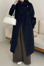 Reversible midi scarf coat in wool