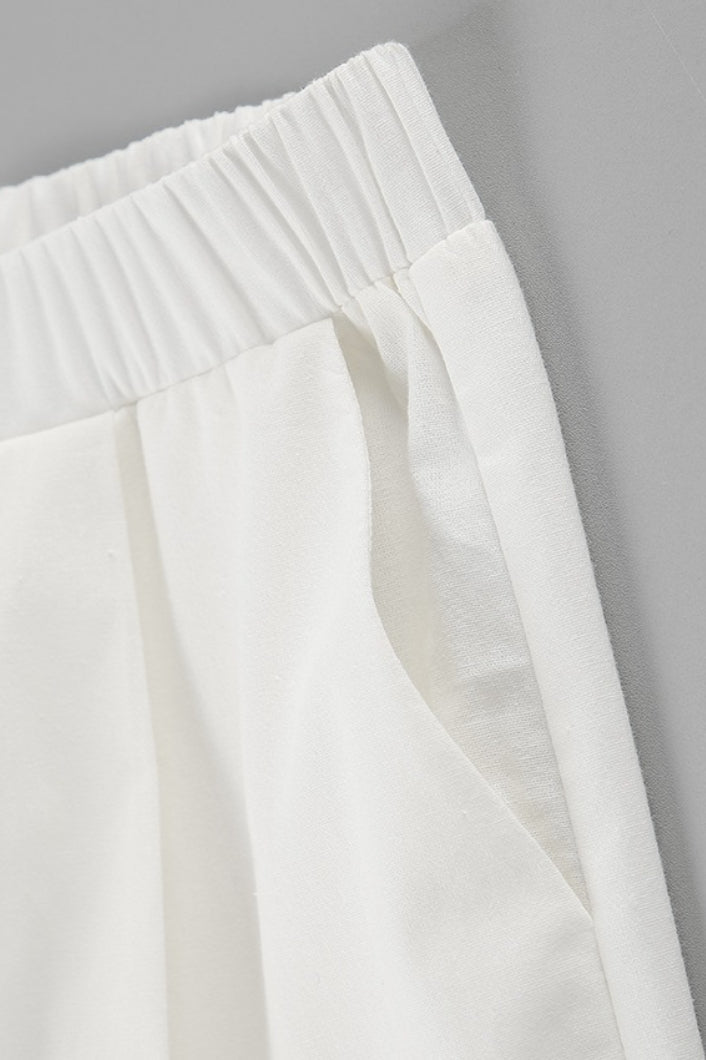 Casual Linen Blend Flutter Sleeve Wide Leg  Pants Set