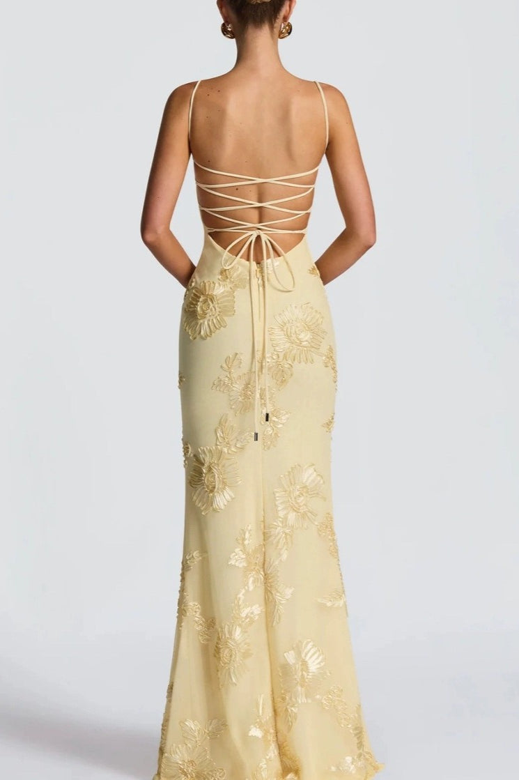 Sin Tirantes Floral Bordado Vestido Maxi
