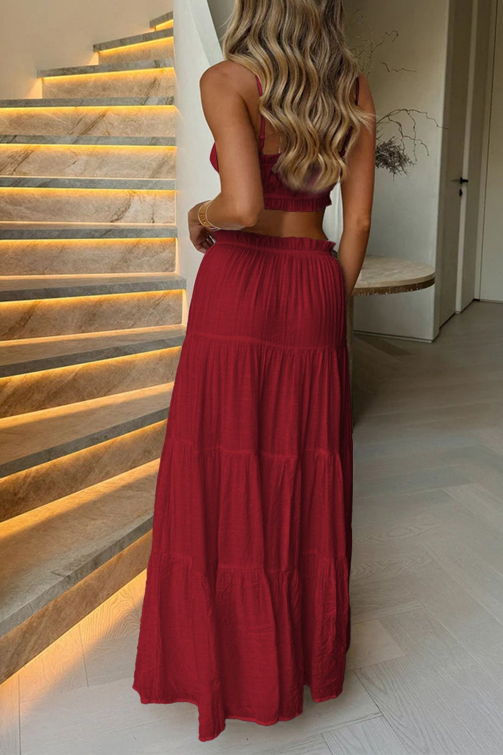 Casual Tube Top Maxi Skirt Set