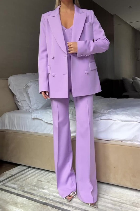 Corset Style Three Piece Blazer Pants Set