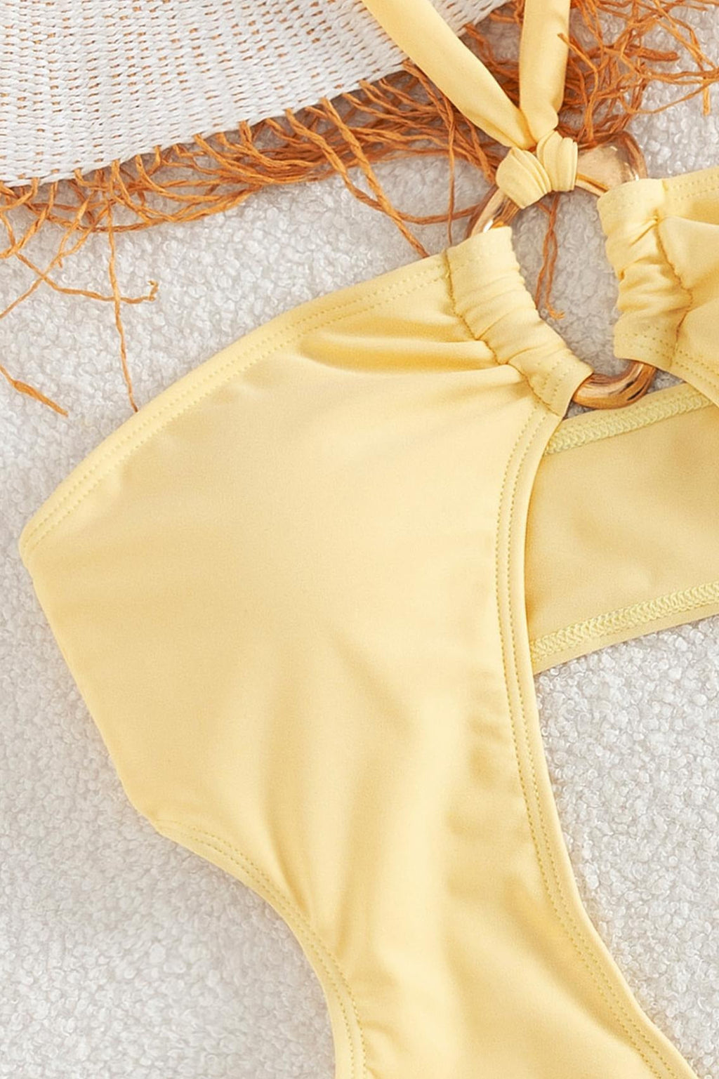Glossy Fabric Spaghetti Strap Skirt Two Piece Swim Set