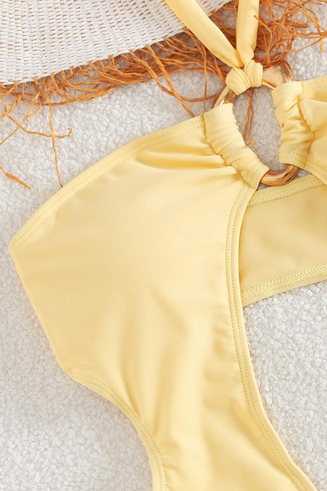 Glossy Fabric Spaghetti Strap Skirt Two Piece Swim Set