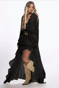 High Waist Asymmetric Tiered Chiffon Skirt