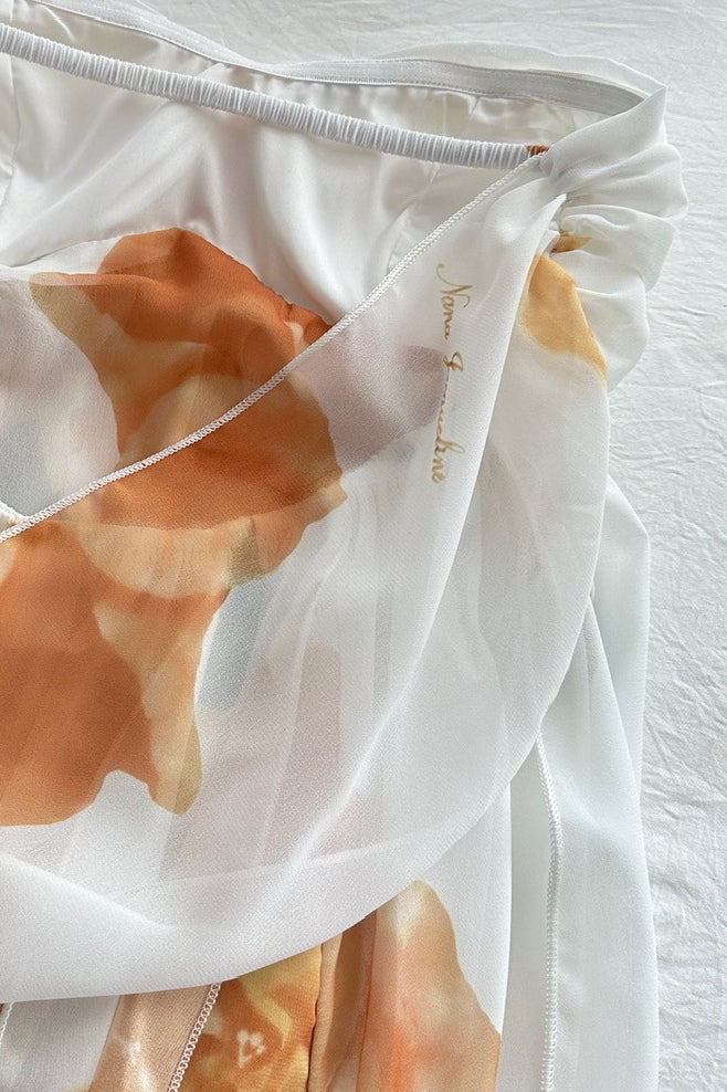 Floral Espalda Descubierta Halter Vestido Maxi