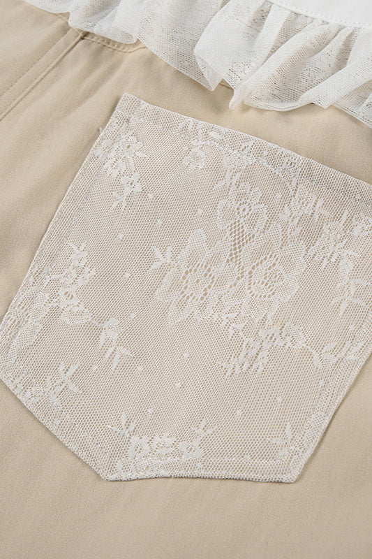 Lace-Panel Loose-Fit Cargo Pant