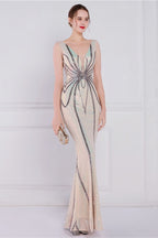Con Abalorios Floral Lentejuelas Sirena Vestido de Fiesta