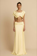 Ruched Panel Strapless Top High Waist Skirt Set