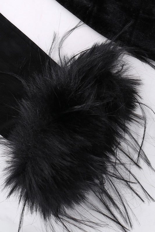 Con Textura Terciopelo Peludo Con Detalle de Vestido de Cóctel