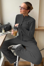 Ribbed Mock Neck Cardigan Pants Set