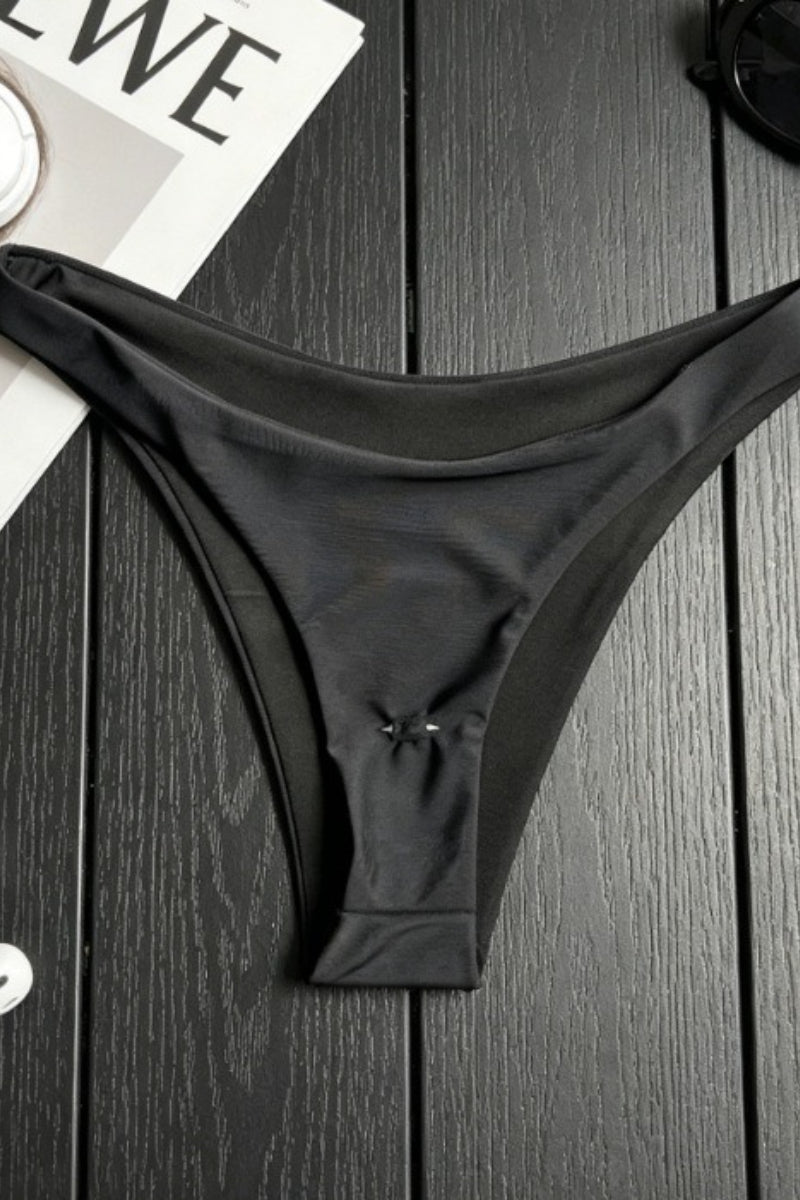 Solid Color Metal Buckle Sexy Bikini Set