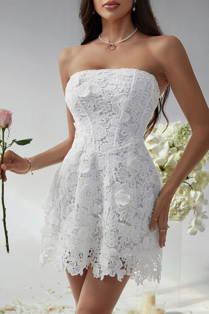 Liso Bustier Bordado Vestido de Cóctel
