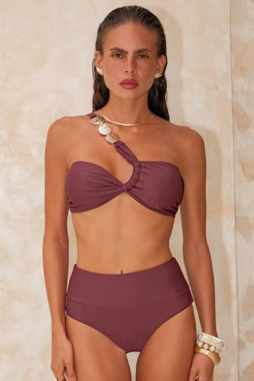 Twisted One Shoulder Strappy Bikini Set