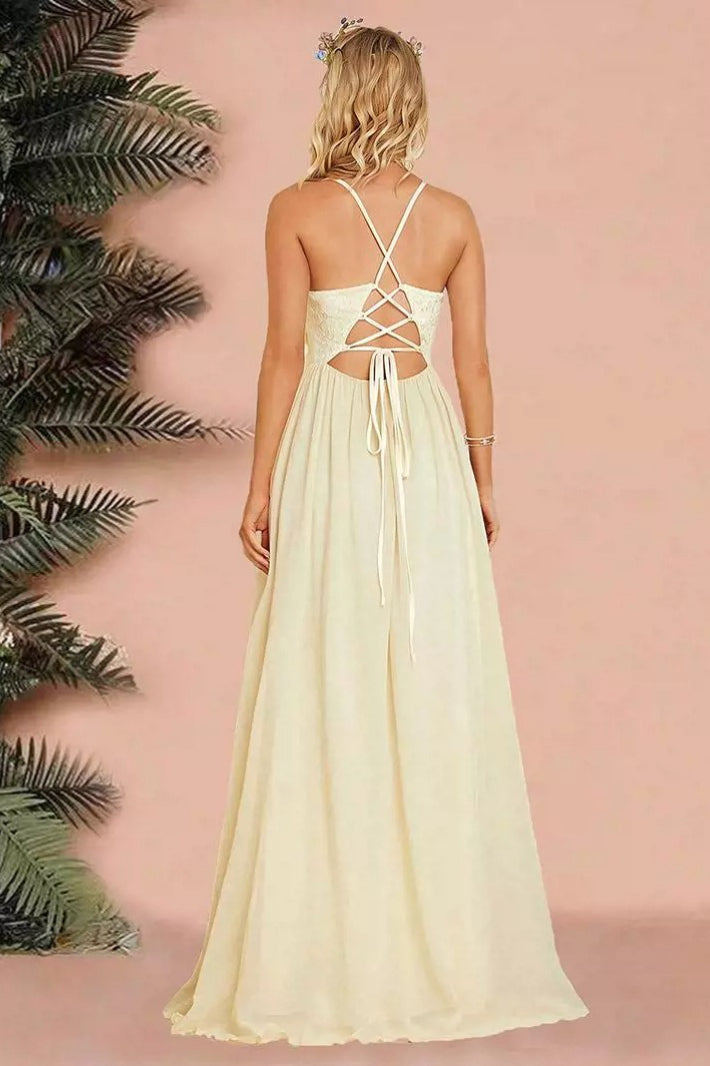 Sexy Espalda Descubierta Tiras Finas Vestido de Gala
