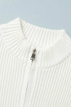 Casual Zip Front Knit Cardigan