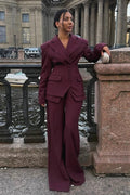 Casual V Neck Two Piece Blazer Pants Set
