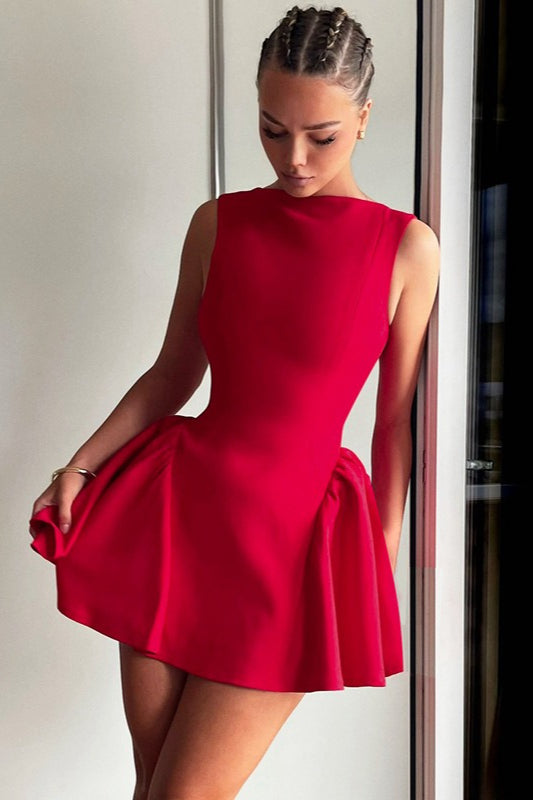 Liso Sin Mangas Espalda Descubierta Ajustado Vestido de Cóctel