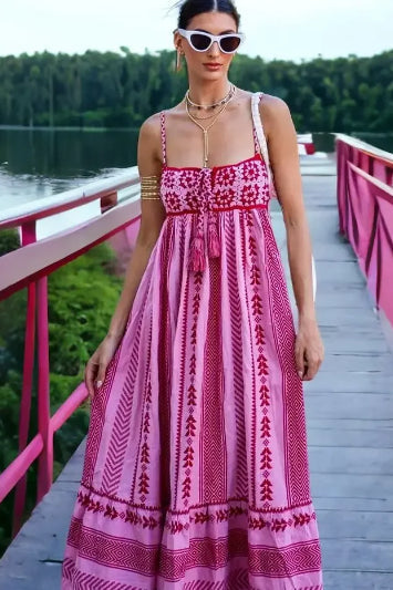 Boho Spaghetti Strap Tassel Boho Dress