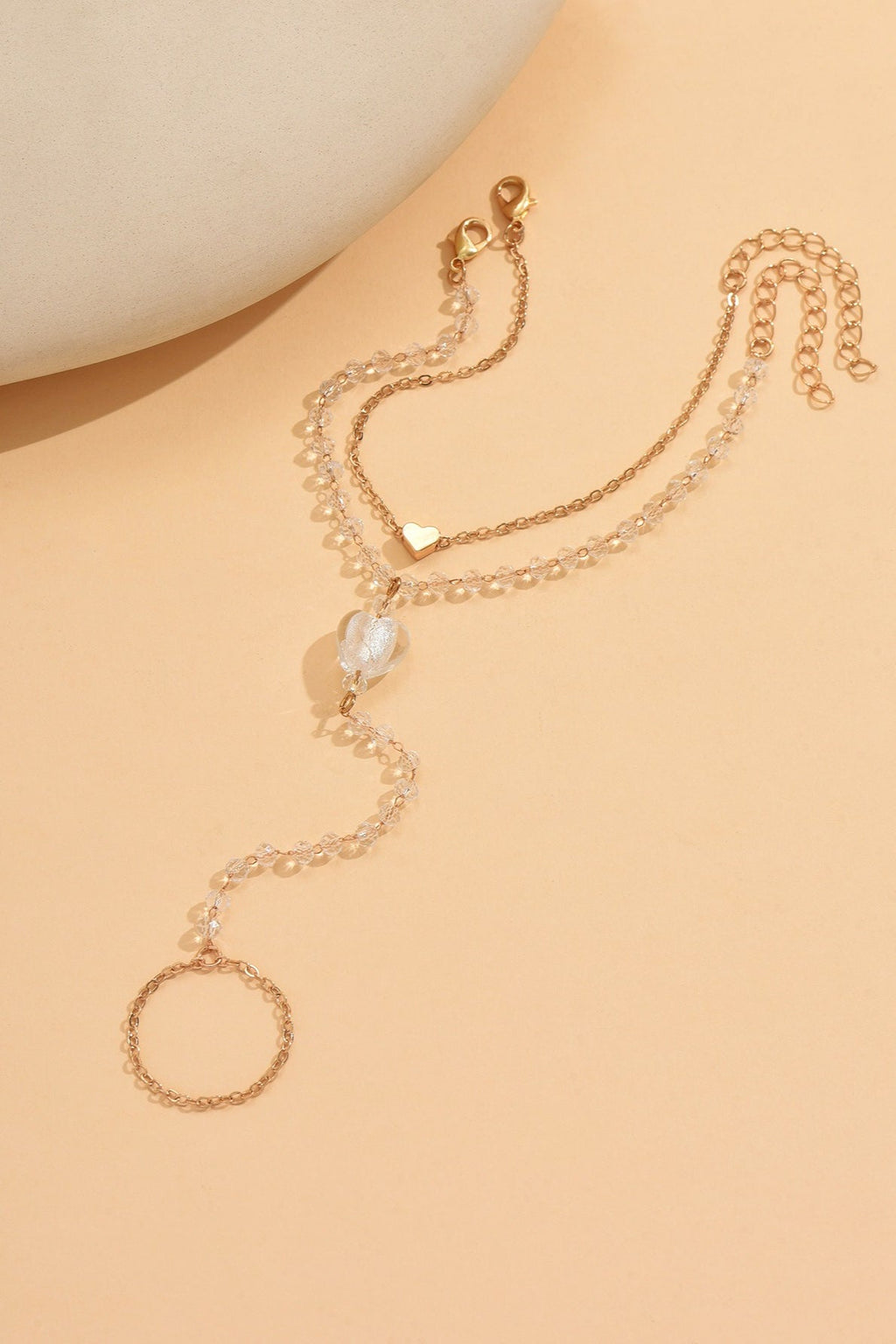 Minimalista Heart Pendant Pulsera-Anillo