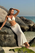 Mesh Long Skirt Starfish Detail Three Piece Swim Set