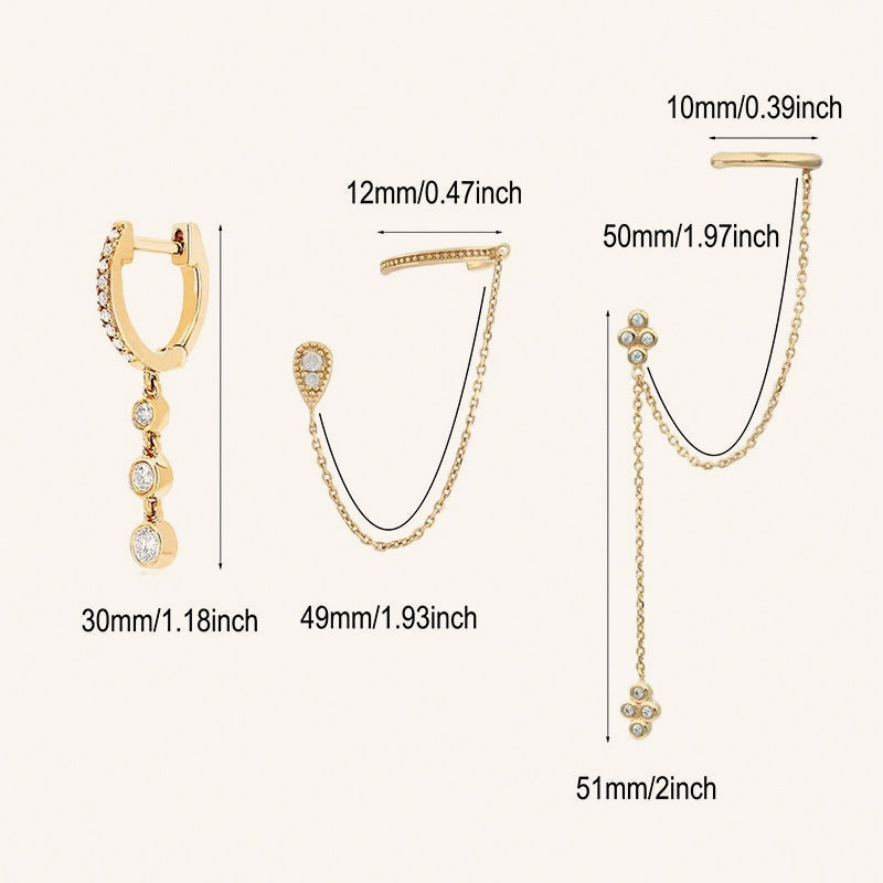 Double Piercing Con Flecos Aretes Colgantes