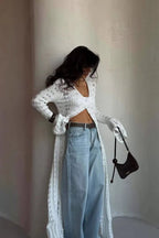 Knitted Flare Long Sleeve Beach Cardigan