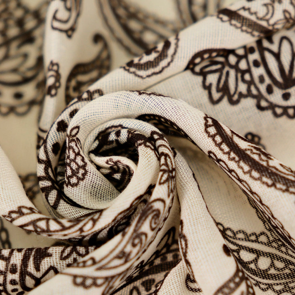 Paisley Faux Linen Square Hair Neck Sun Scarf