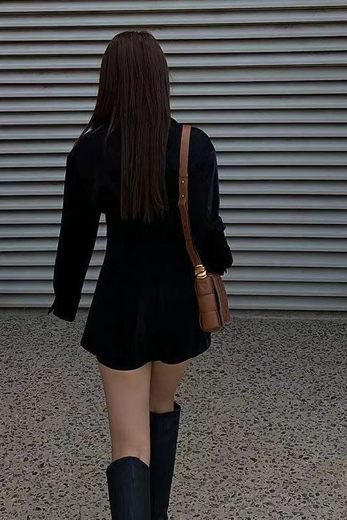 Largo Entallado Manga Larga Blusa