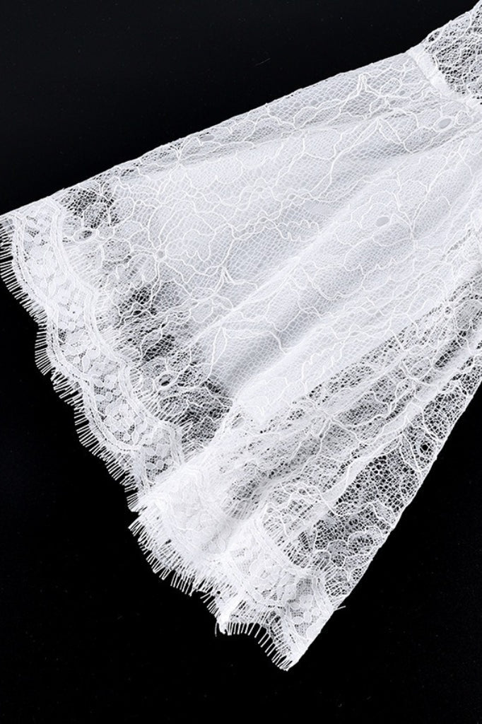 Lace Flounce Collar Ruffled Sleeve Sexy Blouse
