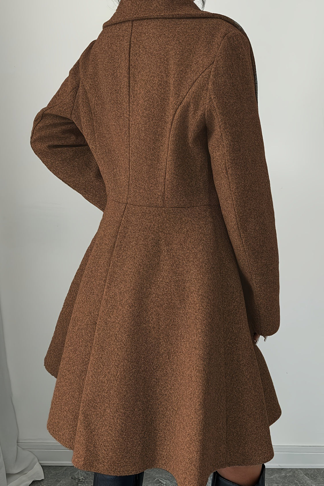 Waisted Dress Style Wool Blend Overcoat