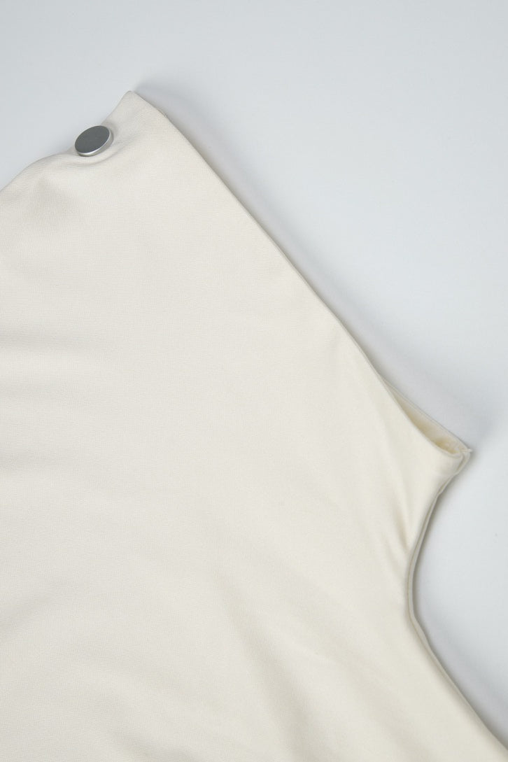 Minimal Draped Neck Ruched Waist  Tee