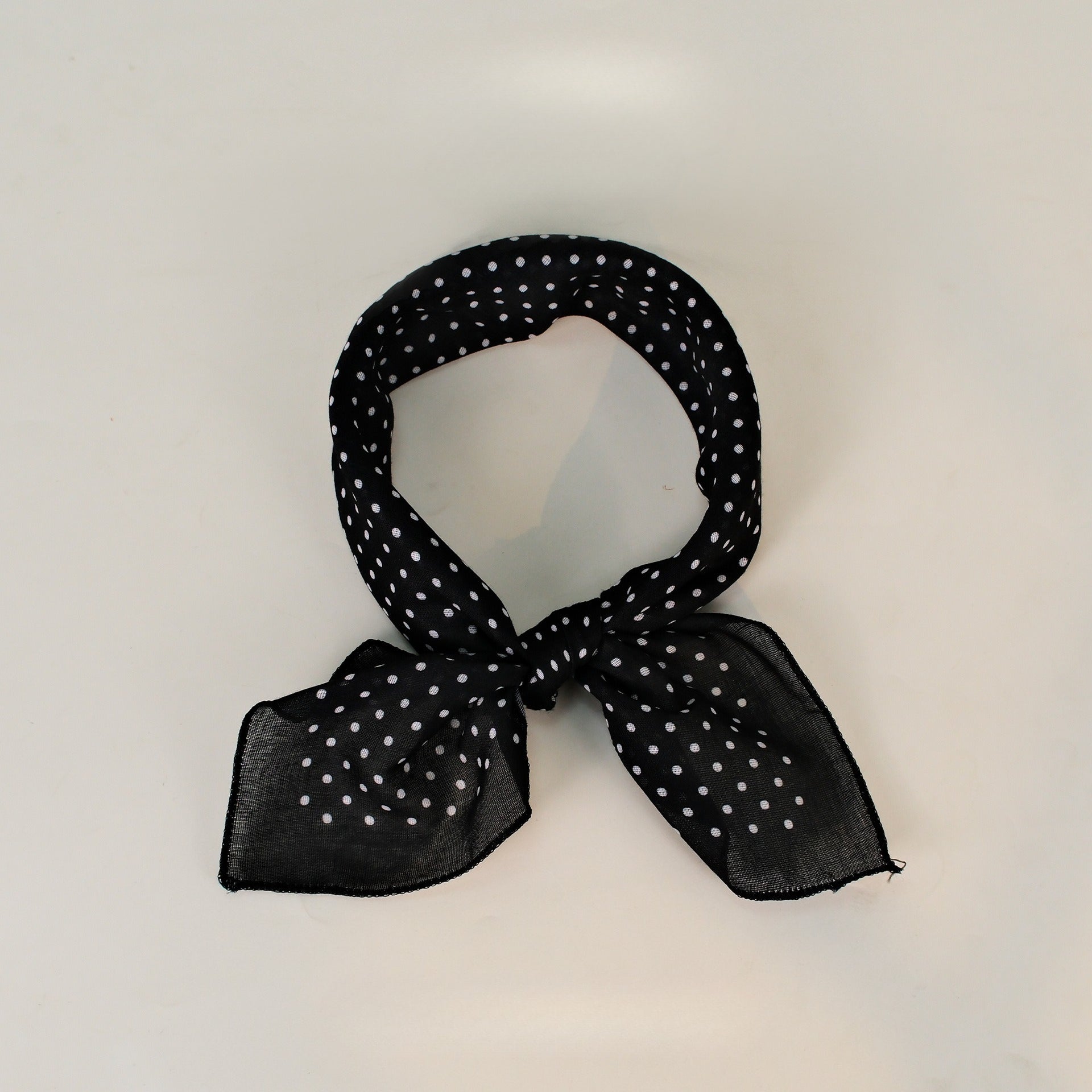 Polka Dot Faux Linen Square Hair Neck Sun Scarf