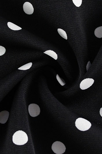 Lunares Escote en V Manga Globo Ajustado Vestido Maxi