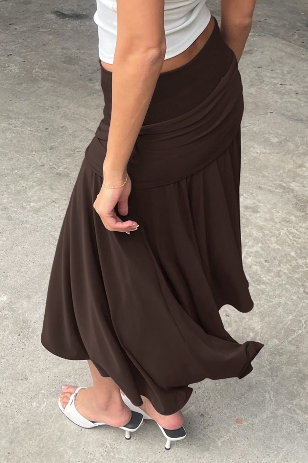 High Waist Tie Detail Asymmetric Skirt