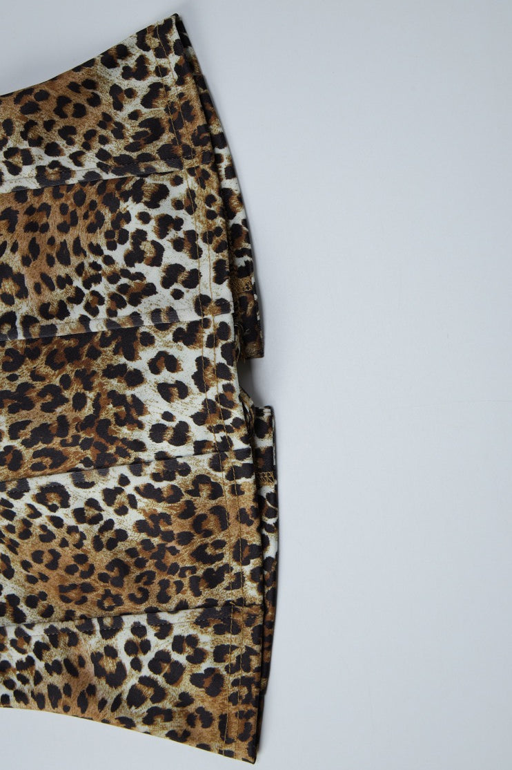 Leopard Print Hollow Out Backless Tie Halter Top